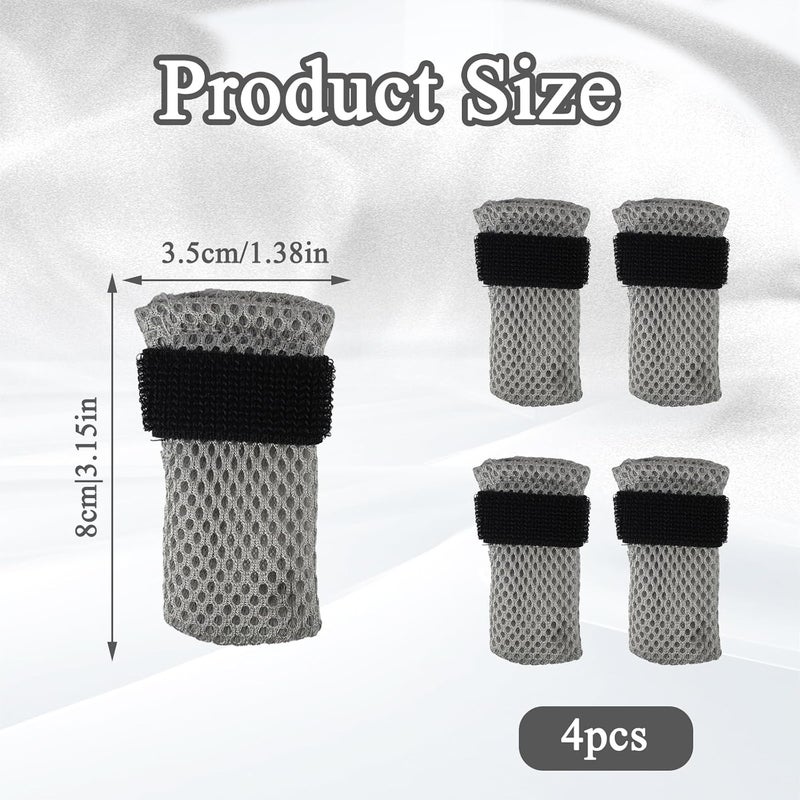 ROBOHOOK 4 PCS Cat Mittens to Prevent Scratching, Adjustable Cat Booties to Prevent Scratching, Breathable Mesh Shoes, Prevent Scratches, Suitable for Bathing, Feeding and Nail Trimming (Grey) - Image 2